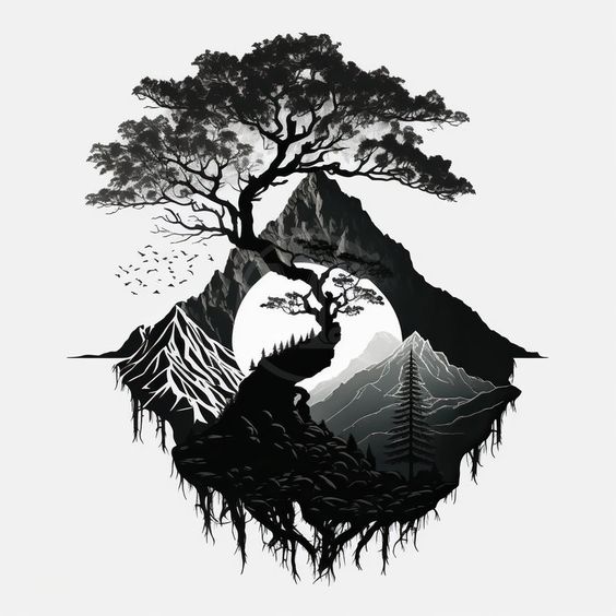 dağ ve orman dövme modeli 13