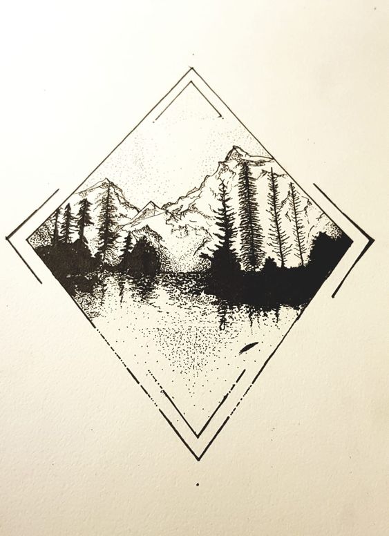 dağ ve orman dövme modeli 28